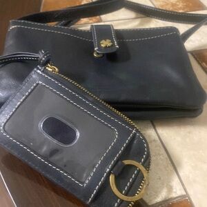 NWT and in Box Lucky Brand Black Leather Crossbody Purse and Card Holder/Keyring